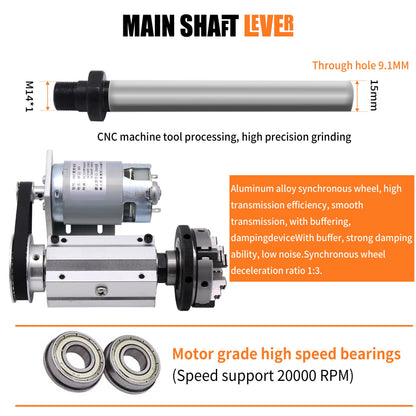 RATTMMOTOR No powered Multi-function Lathe chuck spindle assemblies 895 Motor Rotary Lathe Woodworking Spindle Motor Chuck 63mm for CNC Lathe Grinder machine Table Saw (4 Jaw 63mm)
