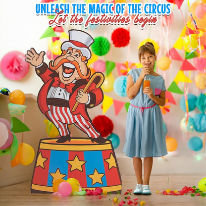 Fun Express Circus Ring Leader Life Size Cardboard Cutout Stand Up - Circus Theme Party Decorations for Birthday & Carnival Events | Premium Standee Decor for VBS & Photo Props