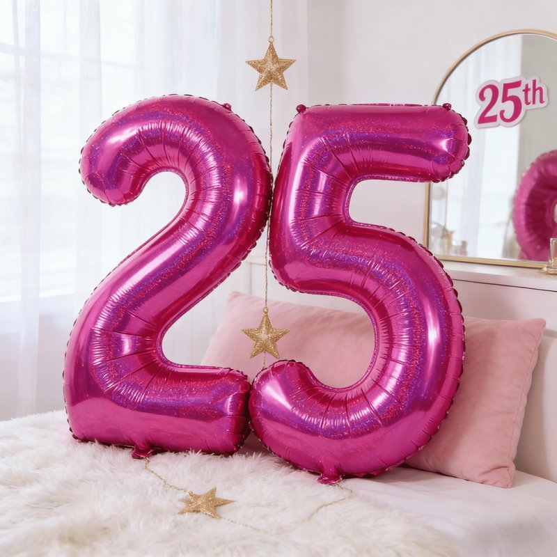 Laser Hot Pink 7 Balloon, Number Balloons 40 Inch, 7th Birthday Decorations for Girls Kids, Party Decoration for Women, Number 7 Balloon