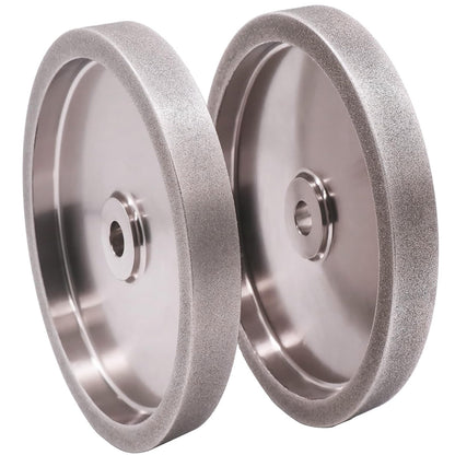 MORESUPERHARD 8 inch CBN Grinding Wheel Set 180 & 80 Grit，1" Wide，5/8" Arbor， Aluminum Body，for Sharpening High Speed Steel Tools Woodturning Tools，for All Kinds of 8 inch Bench Grinders