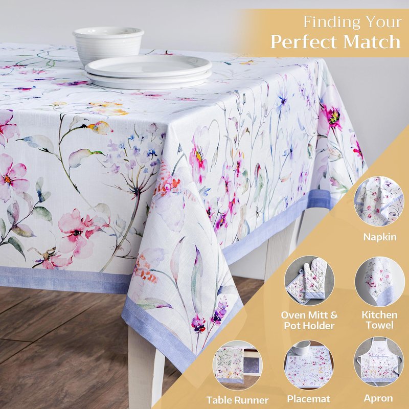 Maison d' Hermine Table Cloth Square Table 100% Cotton 54 x 54 Inches Tablecloth Reusable Decorative for Dining Kitchen Room Farmhouse Home Gifts for Mothers Day Spring Summer - Summer Floral