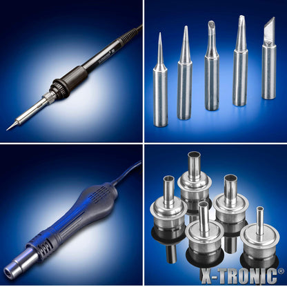 X-Tronic 6040-PRO-X • Platinum Series • 700 Watt • Hot Air Rework Soldering Iron Station • Digital Temp Controls, C/F Func, 0-30 Min Sleep, Auto Cool Down, Mute/Unmute Sound & Patented Nozzle Holder!