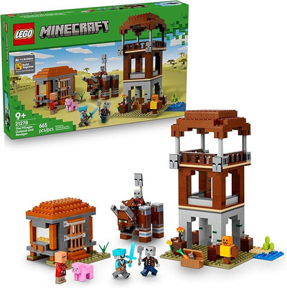 LEGO Minecraft The Pillager Outpost and Ravager Building Toy - Video Game Building Blocks for Kids Boys &amp Girls Ages 9+ - Includes Space Sentinel &amp 3 Minifigures - Gift Idea for Gamers - 212
