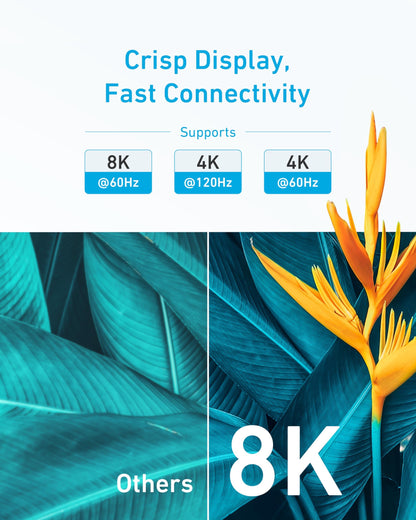 Anker HDMI Cable 8K@60Hz, 6FT Ultra HD 4K@120Hz HDMI 2.1 Cord,48 Gbps Certified Ultra High-Speed,Compatible with PlayStation 5,Xbox,Samsung TVs,and More