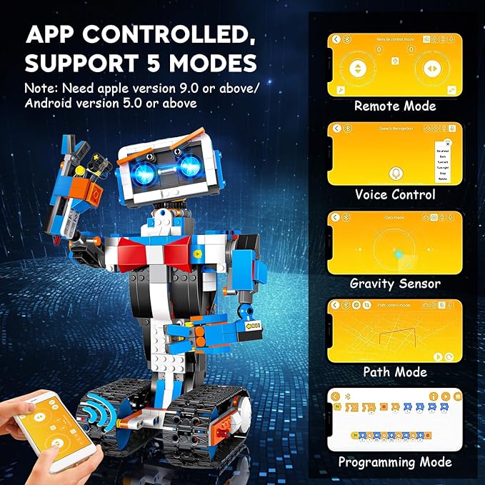 okk Robot Building Toys for Boys STEM Projects for Kids Ages 8-12 Remote &amp APP Controlled Engineering Learning Educational Coding DIY Building Kit Rechargeable Robot Toy Gifts for Girls