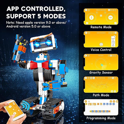 okk Robot Building Toys for Boys STEM Projects for Kids Ages 8-12 Remote &amp APP Controlled Engineering Learning Educational Coding DIY Building Kit Rechargeable Robot Toy Gifts for Girls