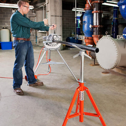 RIDGID 56662 Model VJ-99 V Head High Pipe Stand, 12-inch Pipe Stand, Red