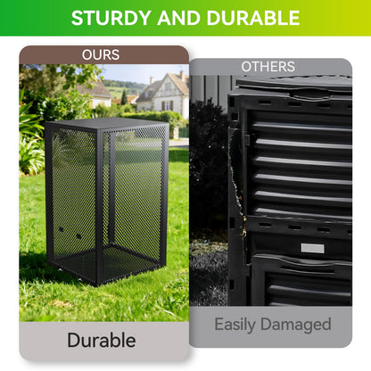 Compost Bin Outdoor with Lid - Large 93/130 Gal Composter 2-in-1 Design, Heavy-Duty Galvanized Steel Perforated Sheet with Rust-Proof Coating, Versatile Outdoor Fence, for Garden, Yard & Kitchen Waste