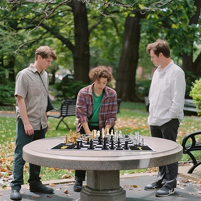 4 Four Players Chess Board Game Four Person Chess Set Game Unique Team Chess Set Mouse Pad Material with 4 Sets of Chess Pieces (64 Pieces) 2-4 Person Adult Game Portable Game Set