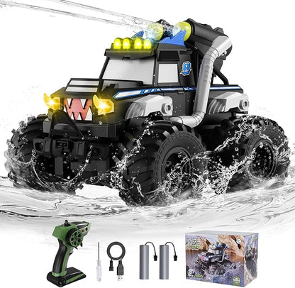 Remote Control Car Waterproof Monster Trucks Toys 1:18 Amphibious RC Cars 2.4 GHz 4WD All Terrain Off-Road Pickup Toy Truck Kids Toys for 6-12 Year Old Boys Girls Christmas Birthday Gifts Presents