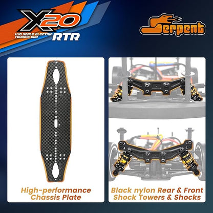 Serpent 1/10 Touring Car RTR 4WD Fast Electric RC Car with Brushless Motor Set Carbon Fiber Parts CNC Aluminum Parts High Speed Batteries and Charger Not Included (Green)