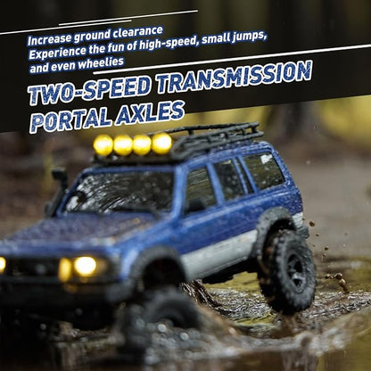 FCX18 FMS RC Crawler Toyota Cruiser 1/18 LC80 Offroad Trucks 4X4 RC Rock Crawler with Portal Axles LED Lights for Adults (Grey)