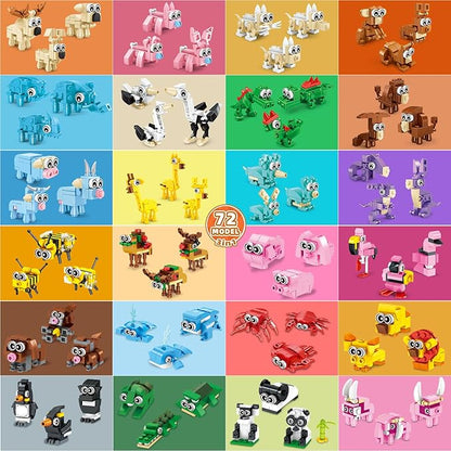 Party Favors for Kids - 24 Pack 72 Animal Building Block Toys for Goodie Bag Stuffers Easter Classroom Prizes Mini Building Set Birthday Party Gifts for Boys Girls Ages 6-12