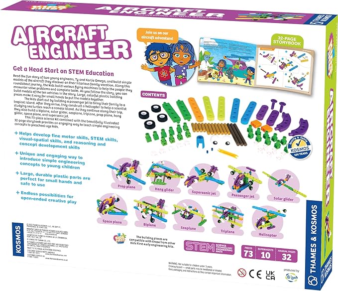 Thames &amp Kosmos Kids First Aircraft Engineer | STEM | 32 Page Full-Color Illustrated Storybook | Ages 3+ | Preschoolers &amp Kindergartners | Develop Fine Motor Skills | Parents' Choice Gold Awar