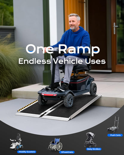 KOLOTOOL Wheelchair Ramp 4ft, Non-Skid Aluminum Portable Ramps for Wheelchairs for Home Steps, 800 LBS Capacity Wheel Chair Handicap Ramp for Entry, Doorway, Homes, Stairs 48" Lx 29.2" Wx2H