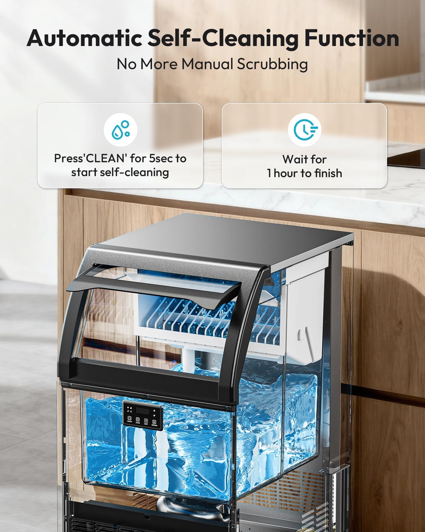 EUHOMY Commercial Gourmet Ice Maker Machine,120lbs/24H, Under Counter Ice Maker with 25lbs Storage, Non-Clumping Design,24pcs Hat Cubes Per Cycle, Freestanding Ice Maker for Home/Bar/Cafe/Restaurant