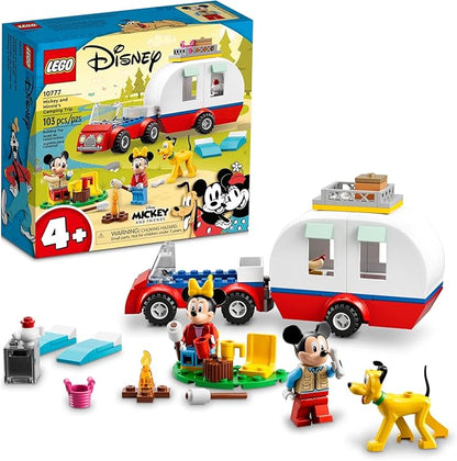 Lego Disney Mickey Mouse and Minnie Mouse's Camping Trip 10777 Building Toy with Camper Van Car &amp Pluto Figure for Kids 4 Plus Years Old