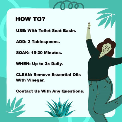 Sitz Bath for Hemorrhoids Soothing 20-in-1 Salts Mix + E Oils, 15 Soaks Concentrate for Toilet Seat Basin – Comfort Relief, Made in USA with Premium Natural Ingredients Including Aloe & Epsom Salts