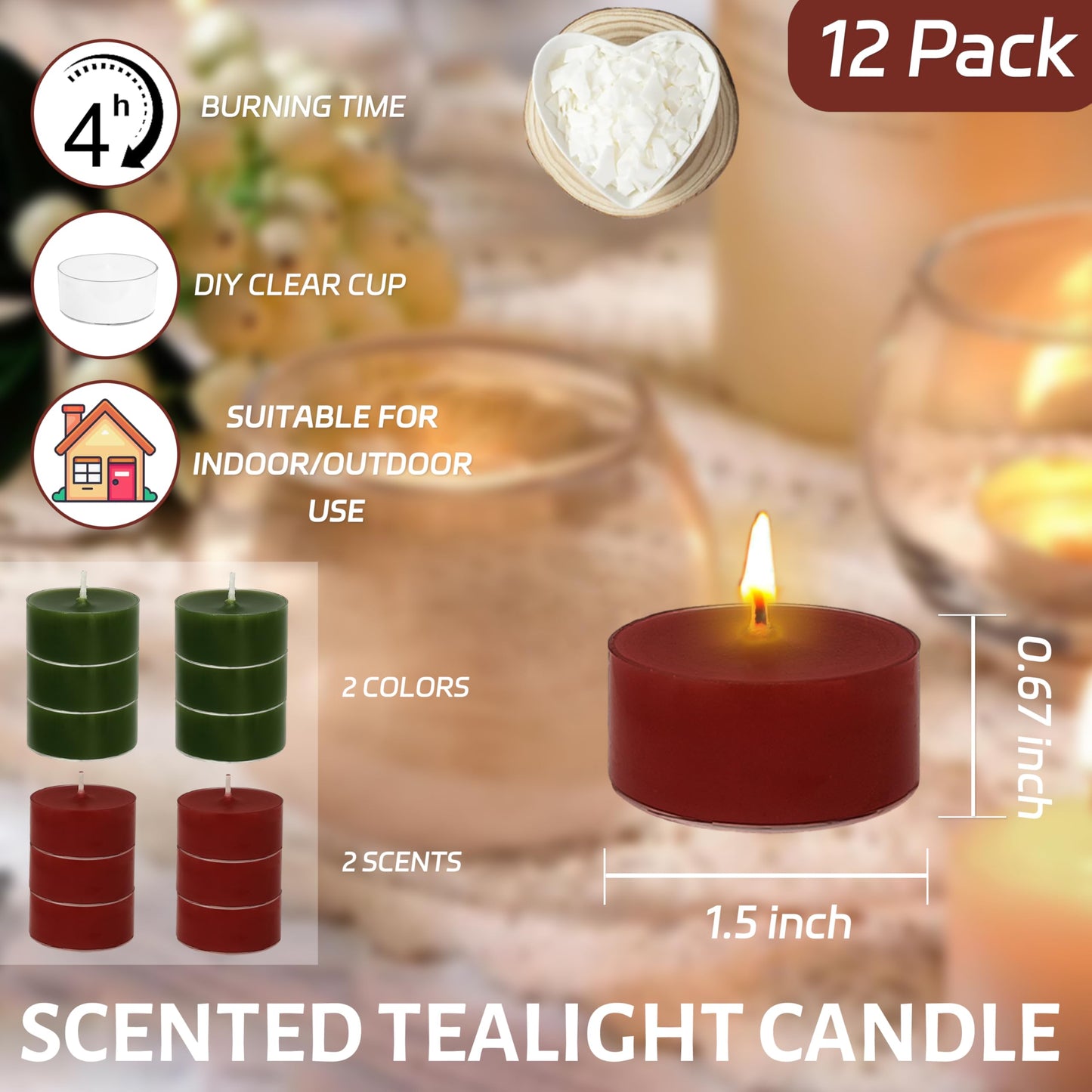 Christmas Red Green Scented Tealight Candles Perfect for Home Use and Gifting