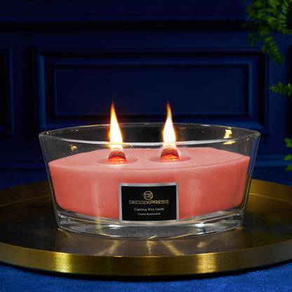 DECO EXPRESS Scented Candles, Crackle Double Wick Candles, Long 50 Hours Burn Time, Home Decor & Gift Ideas (Toasted Marshmallows)
