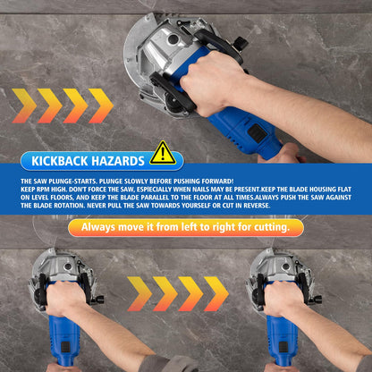igooo Heavy-Duty Undercut Saw Jamb Saw Kit 1800W 2.5HP 120V 60Hz, with Two 6.5" Alloy Blade (Wood) and One Diamond Blade (Tiles and Masonary), 13ft Cord, Model EUS1800