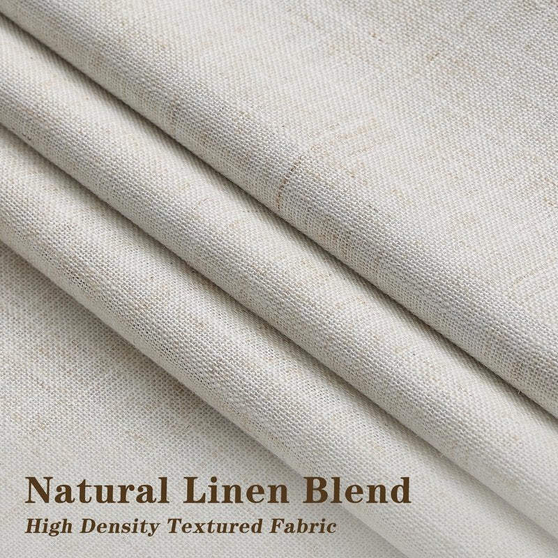 IVAPUPU Pinch Pleated Linen Blackout Curtains for Bedroom, Natural Full Black Out Curtains 84 Inches Long for Living Room Darkening Thermal Insulated Neutral Pleat Drapes with 16 Hooks, 2 Panels
