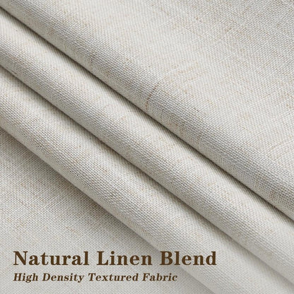 IVAPUPU Pinch Pleated Linen Blackout Curtains for Bedroom, Natural Full Black Out Curtains 84 Inches Long for Living Room Darkening Thermal Insulated Neutral Pleat Drapes with 16 Hooks, 2 Panels