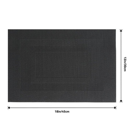 Leetaltree Black Frame Placemats Set of 4 - Heat Resistant Non-Slip Place mats for Dining Table, Washable Durable PVC Vinyl Woven Table Mats（Black Frame, 4）