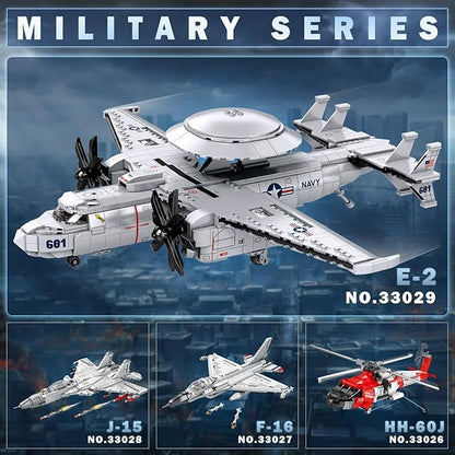 Reobrix E-2 Hawkeye Military Airplane Building SetWarning Aircraft Fighter Jet Model Kits 33029Airborne Building Toy for Adults Boys 14+ Home Decor Gift for Adult 1126PCS