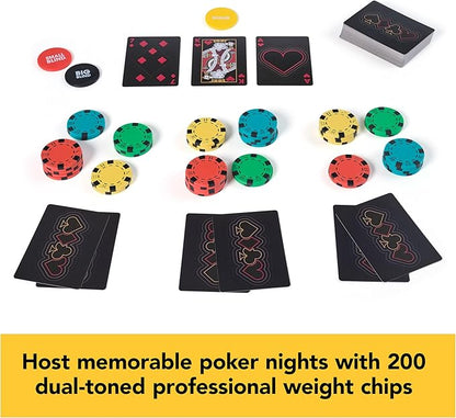 Spin Master Games Cardinal Legacy Deluxe 200-Piece Poker Set Premium Dual-Toned Poker Chips in Wooden Storage Case 2-10 Players for Ages 10 &amp Up
