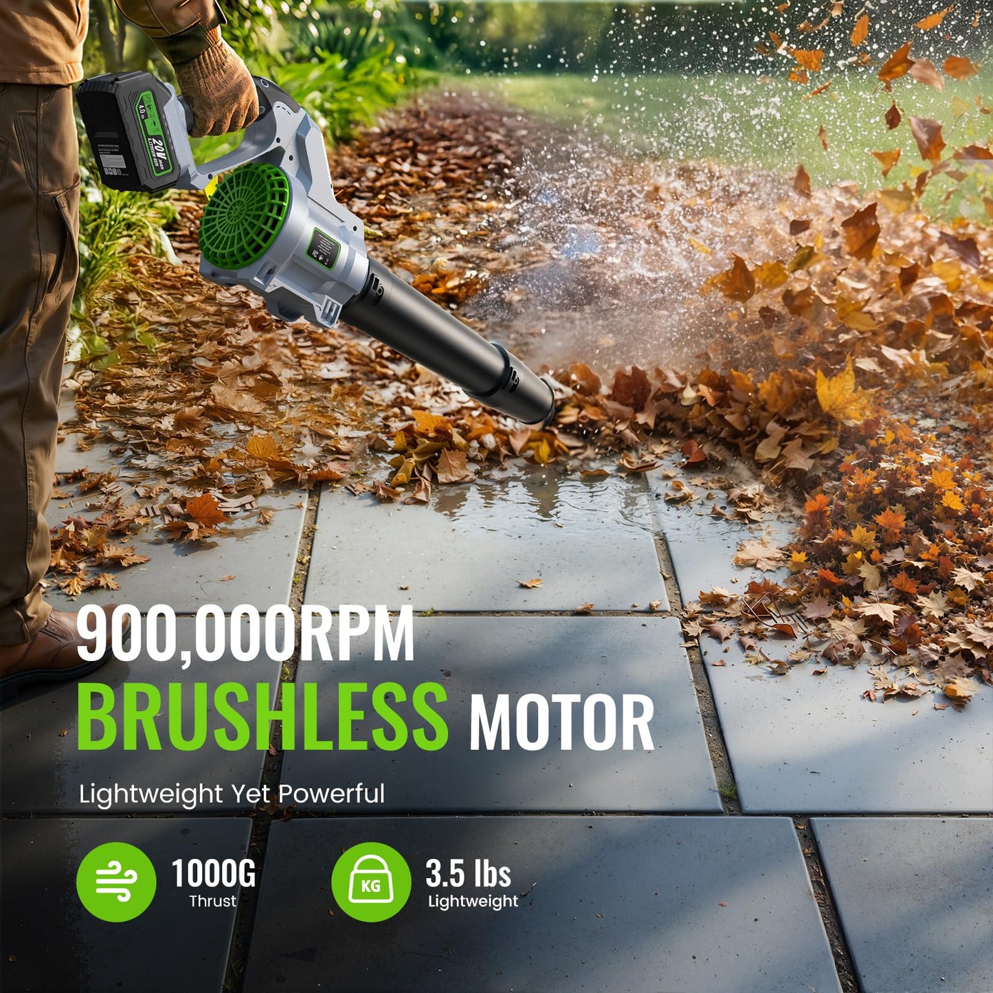 LUCKYTECH Leaf Blower Cordless, Brushless Handheld Leaf Blowers with 4.0Ah Batteries, 680CFM 180MPH with 5 Speeds, Lightweight Snow Blower Grass Blowers for Lawn Care, Patio, Yard, Garage