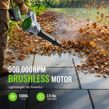 LUCKYTECH Leaf Blower Cordless, Brushless Handheld Leaf Blowers with 4.0Ah Batteries, 680CFM 180MPH with 5 Speeds, Lightweight Snow Blower Grass Blowers for Lawn Care, Patio, Yard, Garage