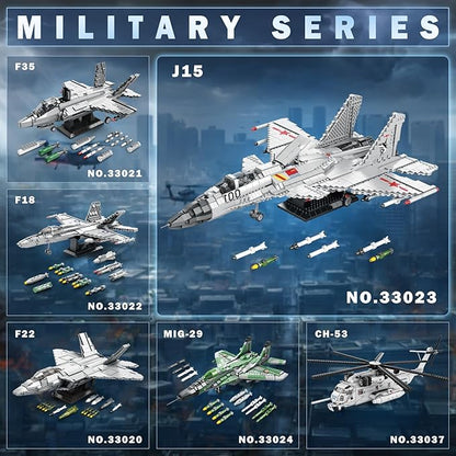 Reobrix J-15 Fighter Jet Building Sets for Adults Military Flying Shark Fighter Display Model 33023 Technical Military Plane Collectible Set Toys Gifts for Aviation Fans Boys Girls 14+ (1999 PCS)