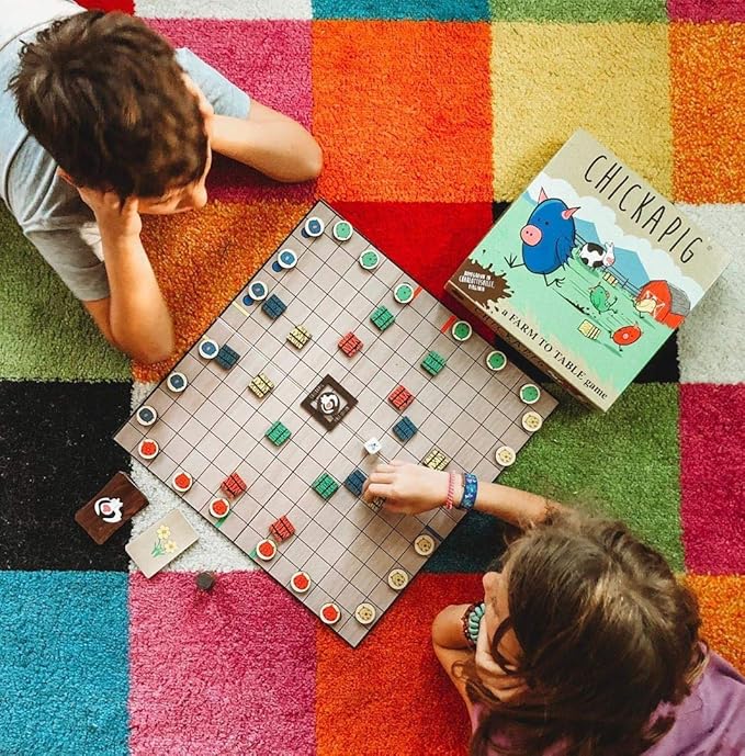Buffalo Games Chickapig Board Game - A Strategic Board Game Where Chicken-Pig Hybrids Attempt to Reach Their Goal While Dodging Opponents Hay Bales and an Ever-Menacing Pooping Cow.