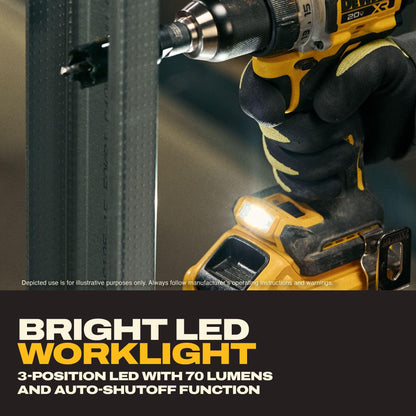 DEWALT Drill Set 20V MAX XR, 1/2 in. Brushless Cordless Drill Driver Kit With 5AH POWERSTACK Battery and Charger, LED Light, Dual Speed (DCD801H1)