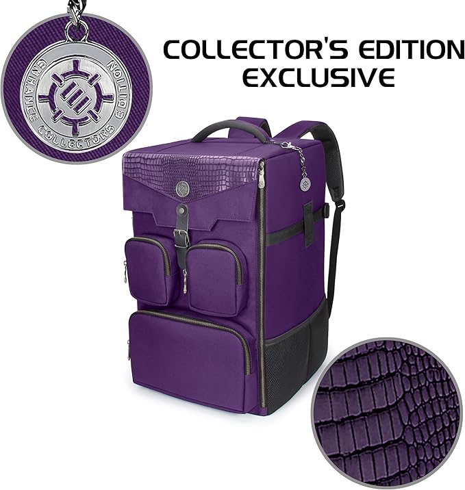 ENHANCE Collector's Edition Board Game Backpack - Reinforced Rigid Board Game Storage with Padded Shoulder Straps Carrying Handle and Accessories Pockets for Dice Card Games More (Dragon Purple)