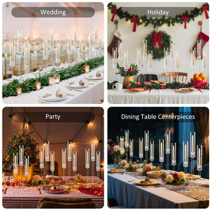 Vincidern 6pcs Clear Taper Candle Holder Set, Centerpieces for Tables, Acrylic Candlestick Holder for Dining Table, Wedding, Party, Holiday, Home Decor