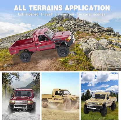 MN82 RC Rock Crawler 2.4Ghz Toyota Remote Control Truck 4WD 2 Speeds Switch RC Crawler Off-Road Pick-up with 2 Upgraded 1200mah Battery 1/12 Scale Trucks (with Gift)