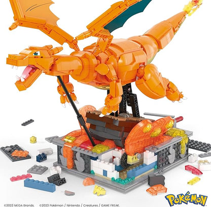 MEGA Pokémon Building Toys Set Motion Charizard with 1664 Pieces and Wing Movement for Adult Collectors