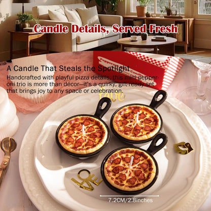 Pepperoni Pizza Scented Vegetable Wax Candles Trio(3Pcs/Pack)