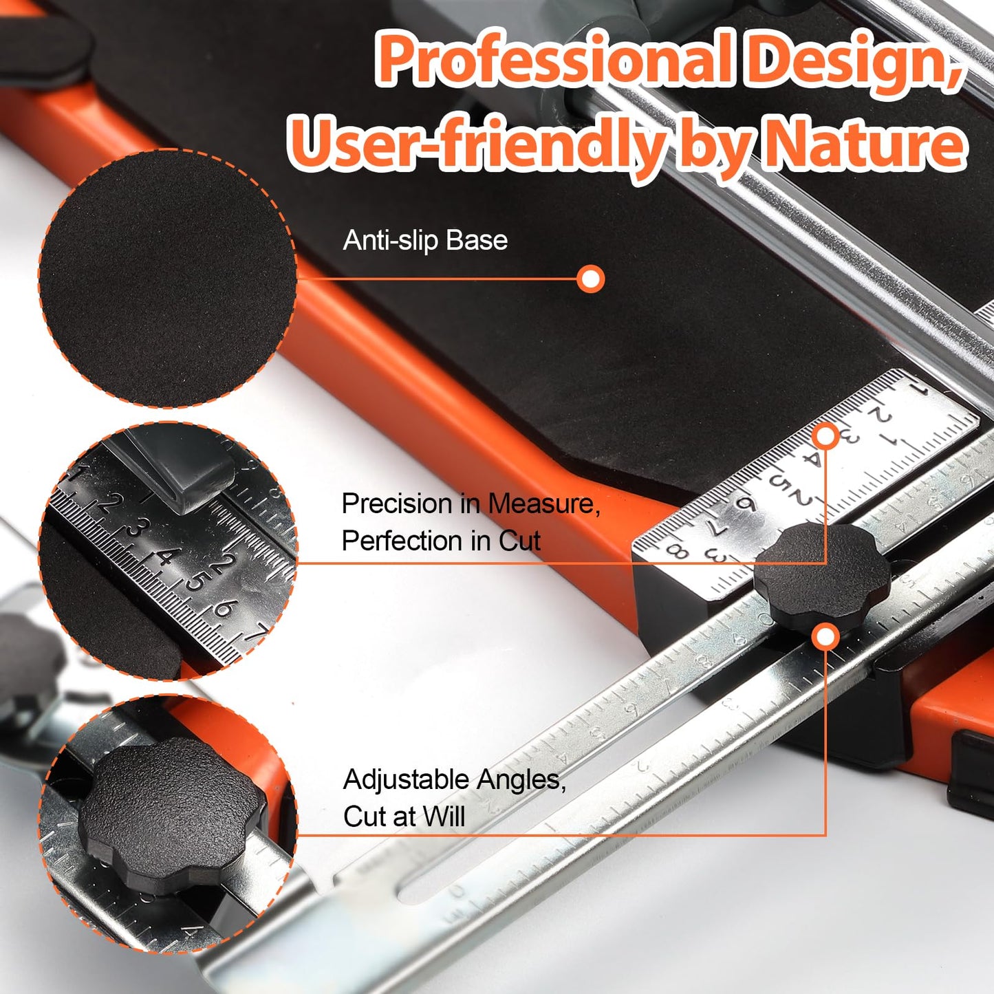 Manual Tile Cutter, 25 Inch Professional Ceramic Tile Cutter with Durable & Sharp Tungsten Carbide Cutting Wheel, Tile Cutter Tools for Cutting Porcelain Floor with Anti-slip Handle & Feet