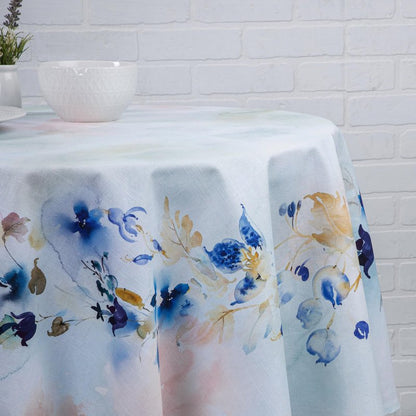 Maison d' Hermine Table Cloth Round Table 100% Cotton 69 Round Inches Tablecloth Reusable Decorative for Dining Kitchen Room Farmhouse Home Gifts for Mothers Day Spring Summer - Lazy Summer Days