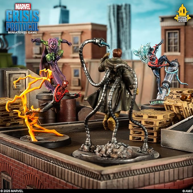 Asmodee Marvel: Crisis Protocol Prowler Spider-Man 2099 &amp Ultimate Spider-Man Character Pack - Tabletop Superhero Game Ages 14+ 2 Players 90 Min Playtime