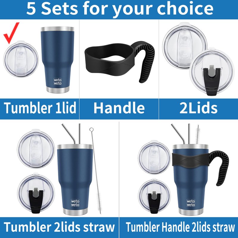WETOWETO 30oz Tumbler with Lid, Stainless Steel Vacuum Insulated Water Coffee Tumbler, Double Wall Powder Coated Travel Mug Thermal Cup for Home Outdoor (Navy Blue, 1 Pack)