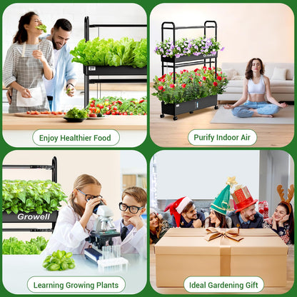 Growell Large Hydroponics Growing System Kit, 60 Pods Vertical Hydroponic Garden with 2 Light Modes Grow Light, Auto Circulating Water System, 32L Indoor Gardening System for Herb Vegetable Fruit