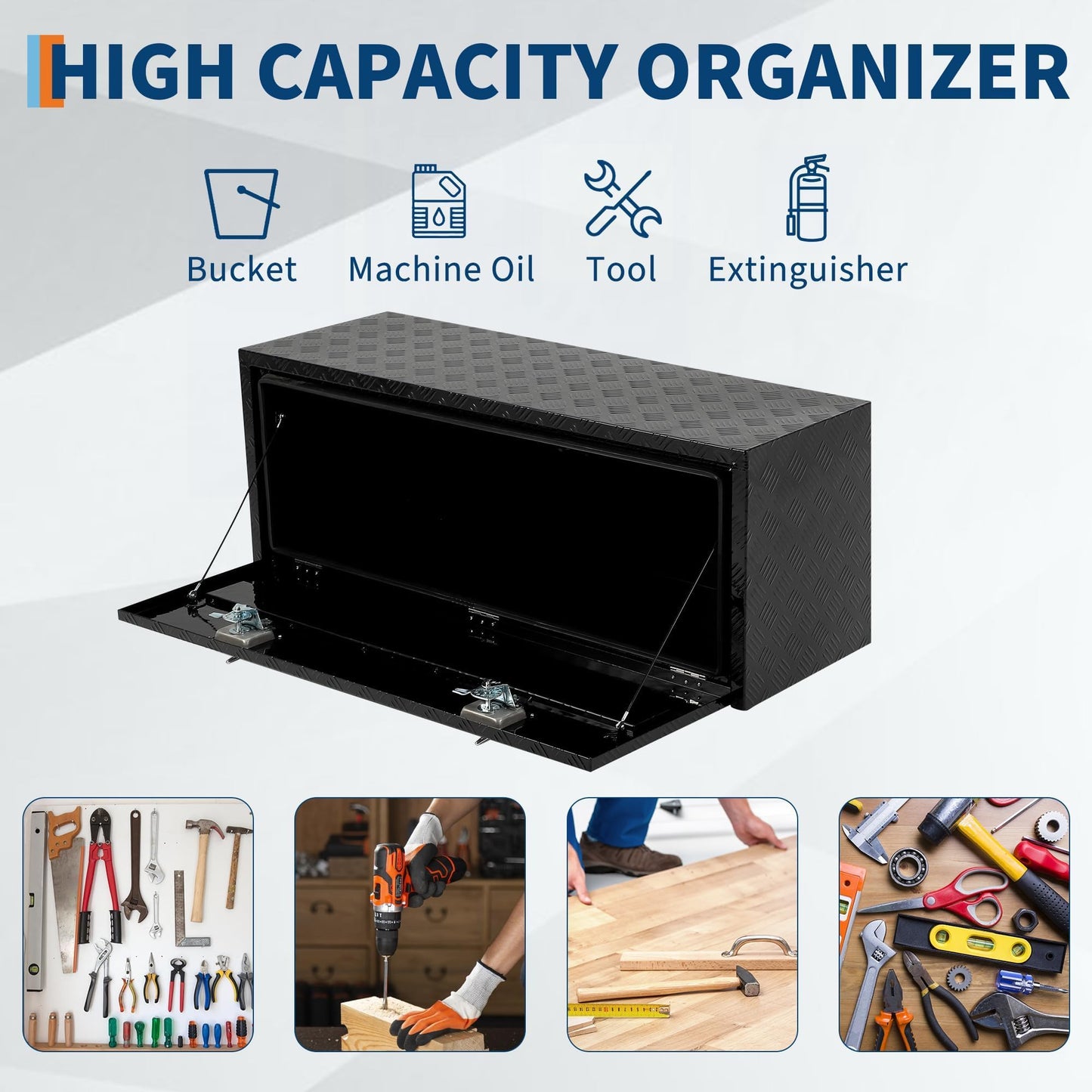 ActiveTrail Heavy Duty Aluminum Truck Bed Tool Box, Waterproof Trailer Storage Box with t-Handle & Lock, 18"X18"X36" Storage Toolbox for Pickup Truck Bed, RV, Trailer