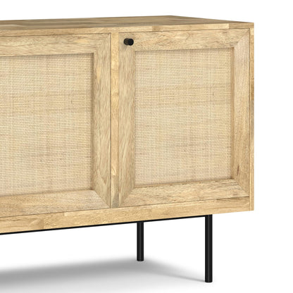 SIMPLIHOME Reeves 57 inch x 18 inch Rectangle Contemporary Modern Sideboard Buffet in Natural for The Dining Room and Kitchen