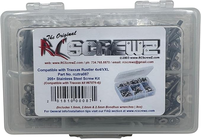 RC Screwz Stainless Steel Screw Kit tra087 Compatible with Traxxas Rustler 4x4 / VXL (67076-4)