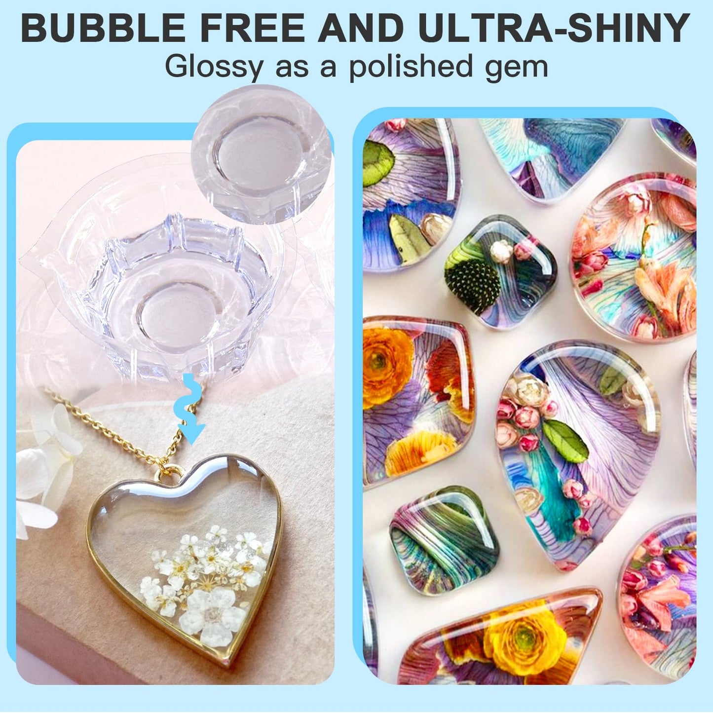 JDiction UV Resin, 500g Upgrade Ultraviolet Epoxy Resin Crystal Clear Hard Glue Solar Cure Sunlight Activated Resin Kit for Handmade Jewelry, DIY Craft Decoration, Casting and Coating