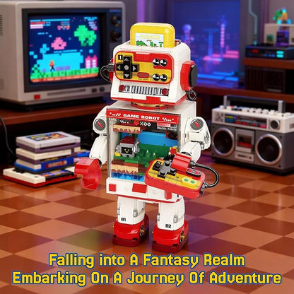 Fantastic Idea Game Robot Building Block Sets Retro Game Console Building Toys Pixel Style Collection &amp Display DIY Model Kit Creative Gifts for Adults Teens 14+（592PCS）